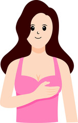 Woman for breast cancer awareness month. Design for poster, banner, t-shirt. Vector illustration.