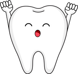 Cute cartoon tooth character. Dental care concept. Vector illustration.