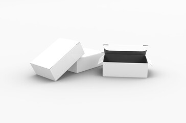 Small opened paper push pins box packaging mockup without design cover for brand advertising on clean background.