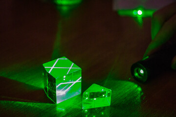 two prisms through which the laser beam passes