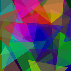 Vector abstract pattern in the form of colorful geometric shapes on a black background