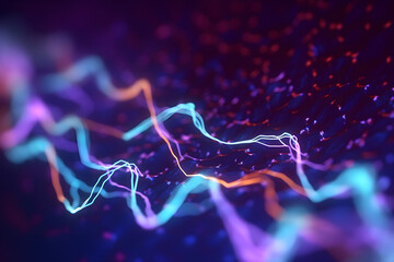Music abstract background. Molecular background with DNA. Network with connecting dots and lines. Big data visualization. Sound wave. 3d rendering.