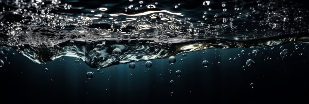 Close,Up of Sparkling Seawater, Generative AI