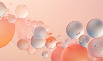  a bunch of bubbles floating in the air on a pink and orange background with a light pink background and a light pink background with a light orange center.  generative ai