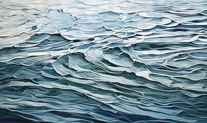  a painting of a wave in the ocean on a sunny day with a blue sky and white clouds in the background and a blue sky.  generative ai
