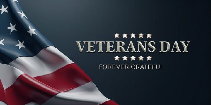 Veterans Day Concept with USA flag on dark background