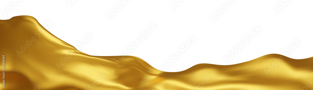 Poster gold silk textile fabric flag background with copy space. smooth elegant golden satin for grand open