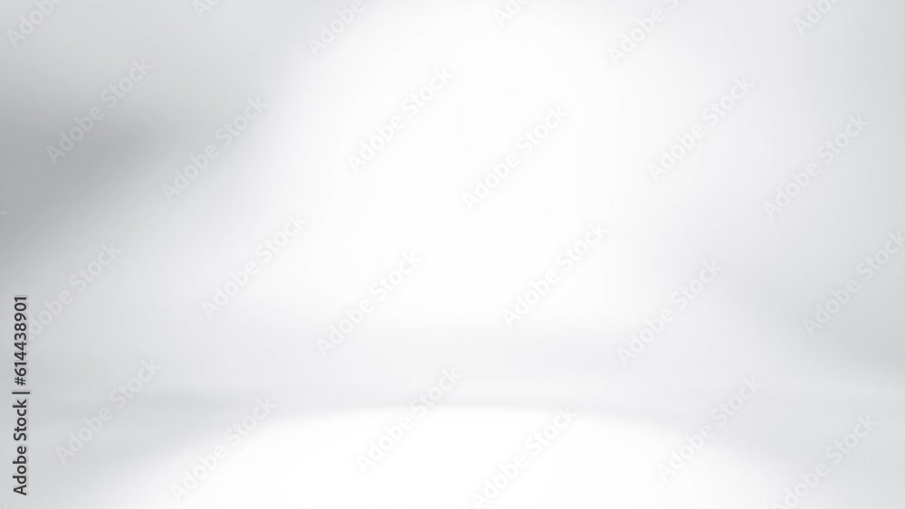 Wall mural white 3d studio abstract background. clean and bright space with lights motion. shiny footage with c