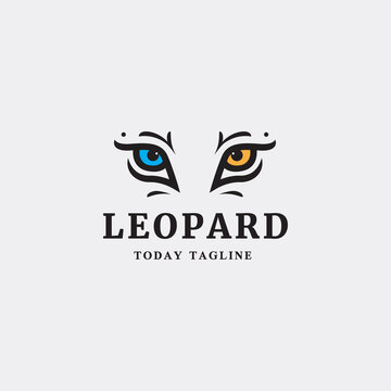 wild leopard eye dangerous predator wildcat mammal logo design abstract vector graphic illustration