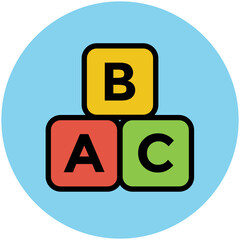 Pencil and scale, flat rounded icon of stationery 