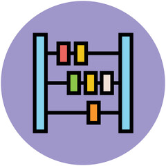 Pencil and scale, flat rounded icon of stationery 