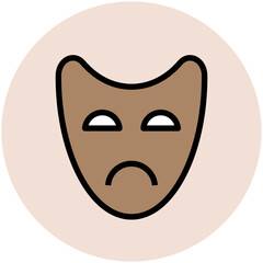 A flat rounded icon of theater mask 