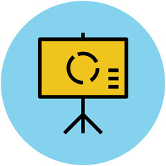 Pencil and scale, flat rounded icon of stationery 