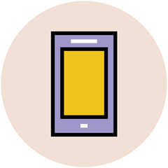 Pencil and scale, flat rounded icon of stationery 