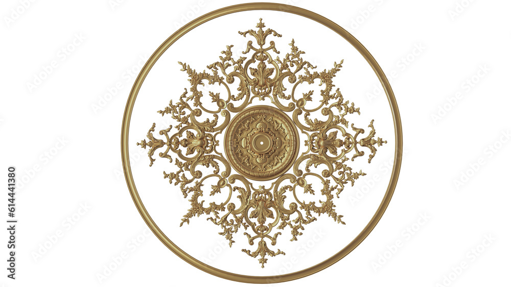 Wall mural golden ornament on white background, luxury decoration pattern