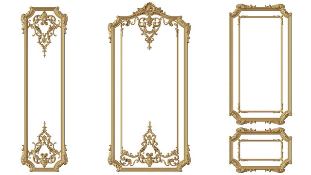 Naklejka golden frame classic and luxury on a white background