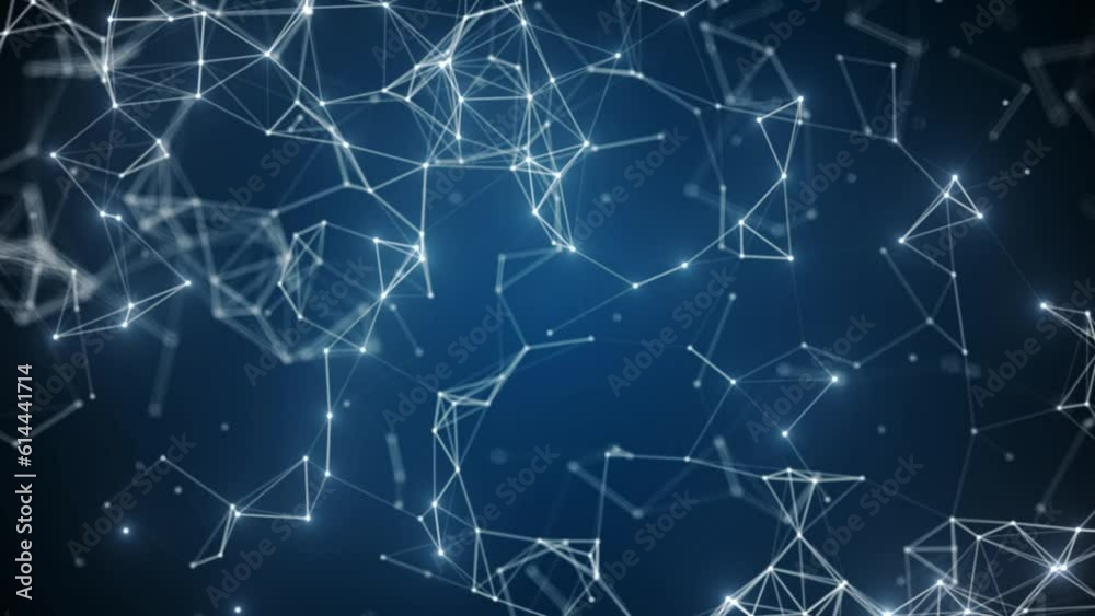 Fototapete Abstract network connection structure. Digital background with dots and lines. Big data visualization. 3D animation seamless loop. Cybersecurity dot and line wireframe background. 