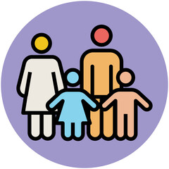 A trendy flat icon of family 