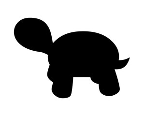 Shadow of a turtle in black color on white background - vector