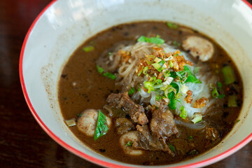 spicy thai pork noodle, boat Noodle, 