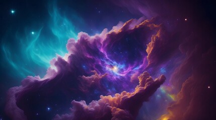 Fototapeta na wymiar Background of cosmos with a colorful space galaxy cloud nebula. Generative AI