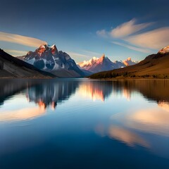 Fototapeta na wymiar reflection of mountains in lake
