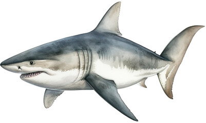 Fototapeta premium Watercolor shark transparent background