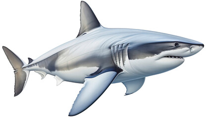 Fototapeta premium Watercolor shark transparent background