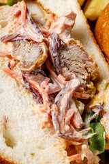 Tasty burger with meat. Close up photo.