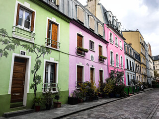 Colorful street view in Paris, France