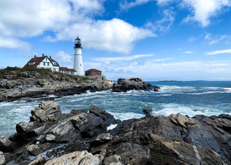 Lighthouse on the coast in Maine