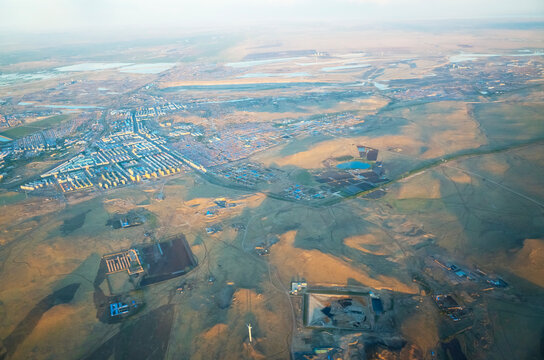  bird's-eye view of Manchuria, China. Scenery of Manzhouli, China