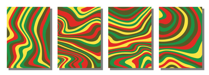 Abstract psychedelic groovy set background. Vector illustration.