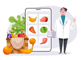 Food loss weight dietician nutritionist diet concept. Vector design graphic illustration
