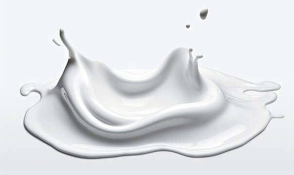  a white liquid splashing on top of a white tablecloth on a white background with a drop of water in the middle of the image.  generative ai