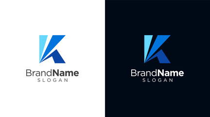 Naklejka premium Letter k logo design for various types of businesses and company. colorful, modern, geometric letter k logo