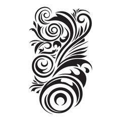 Symmetrical Tribal Tattoo Design in Black and White Featuring Intricate Patterns of Swirls, Lines, Dots, and Animal Motifs with a traditional maori shapes.
