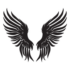 Obraz premium Symmetrical Spread of Intricately Detailed Black and White Tattoo Style Wings Illustration