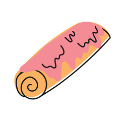 swiss roll cake hand drawn vector design illustration