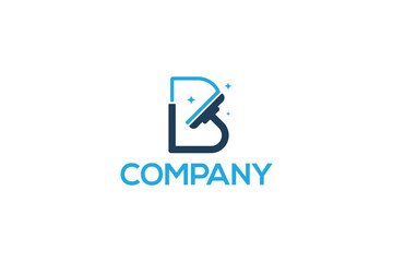 Creative logo design depicting a the letter B creaded by a window wiper, designated to the cleaning industry.