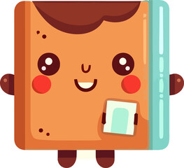 happy cute book icon character