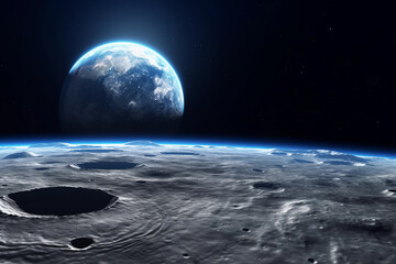 Earth seen from the Moon. Elements of this image furnished by NASA. Generative AI