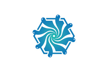 Creative logo design depicting a water splash, designated to the cleaning industry.