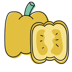 yellow pepper hand drawn vector illustration