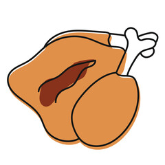 Obraz premium roasted chicken hand drawn vector illustration