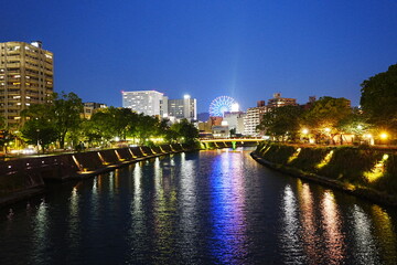 Night City view of Kagoshima and Koutsuki-gawa River in Kagoshima, Japan - 日本 鹿児島...