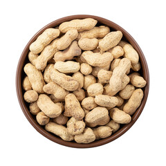 Unshelled peanuts in a bowl isolated on the white background. File contains clipping path.