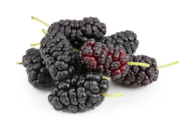 Mulberry berry heap isolated on white background.