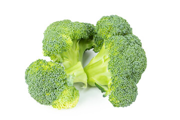 Fresh broccoli inflorescence isolated on white background.