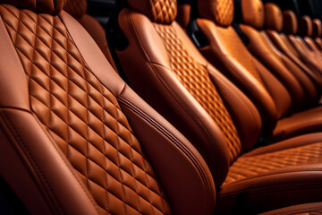 Obraz premium diagonal row of leather seats, Generative AI